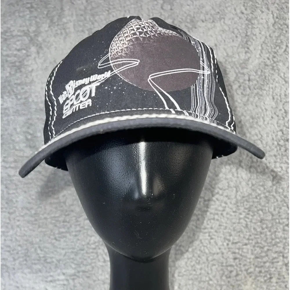 Disney Parks Epcot Center Black Spaceship Earth Adjustable Cap Hat *Rare